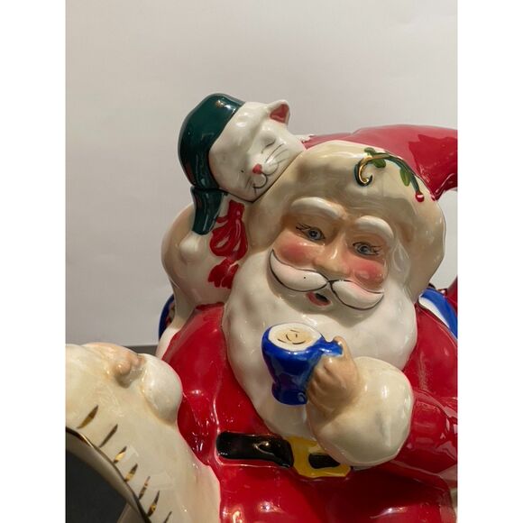 Heather Goldminc Blue Sky 2014 Ceramic Christmas Santa List Chair Kitten Tea Pot - Picture 3 of 9